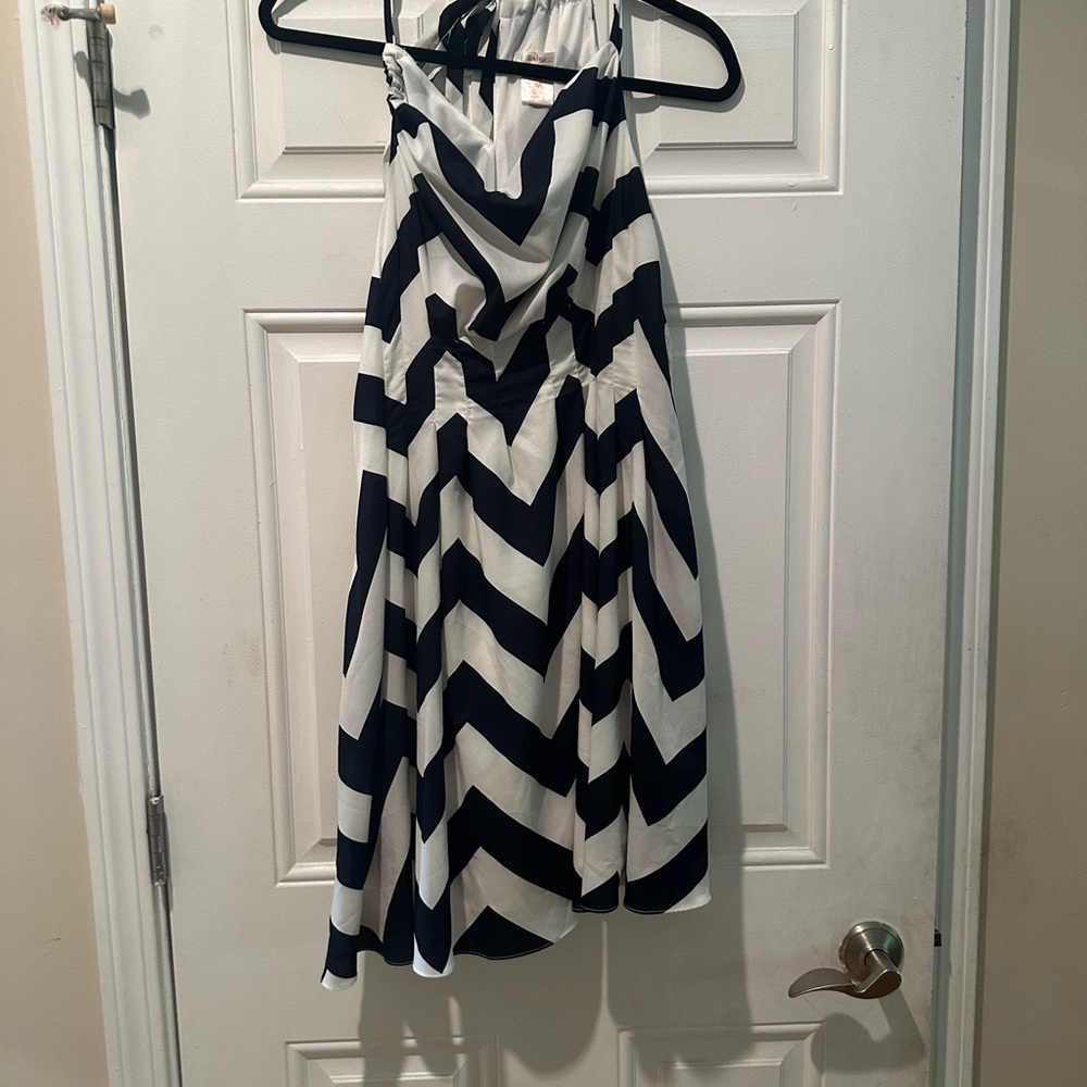 Esley Navy and White Chevron Midi Dress-super cute!